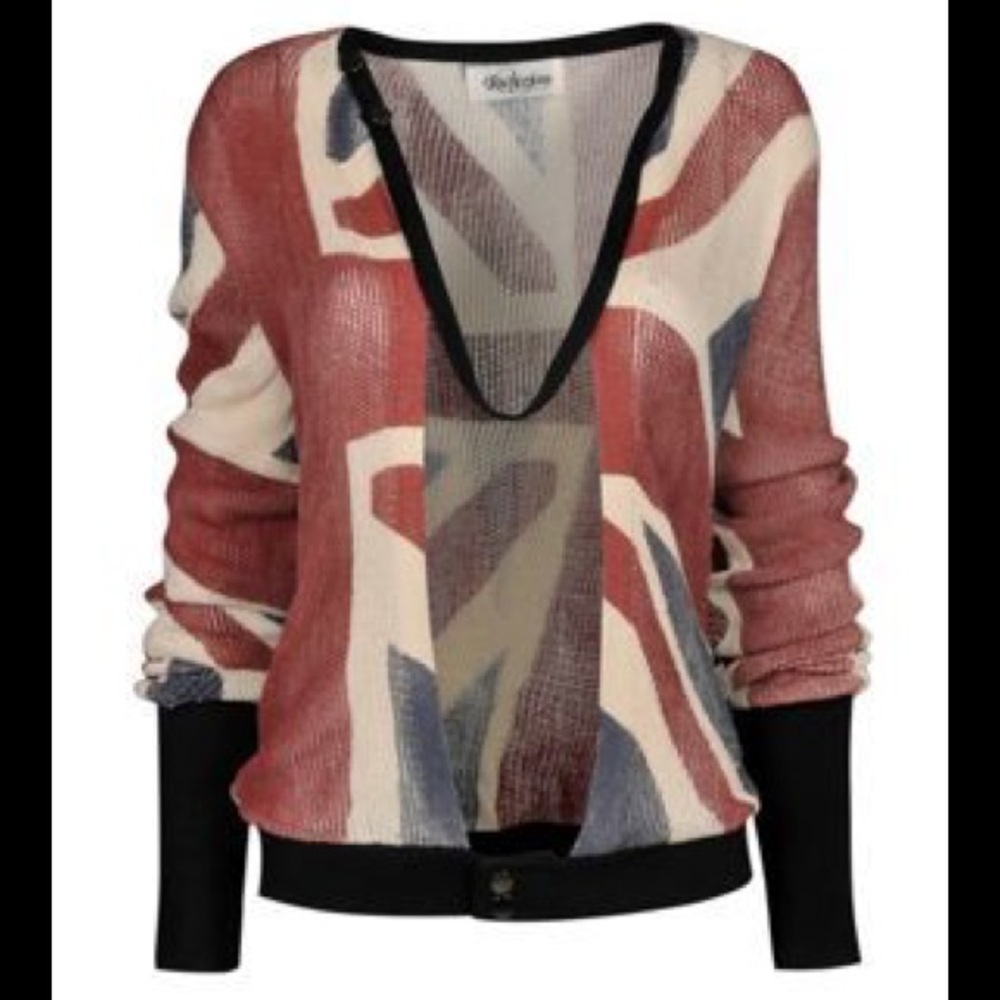 RELIGION Union Jack Red Cardigan Sweater XS NWT